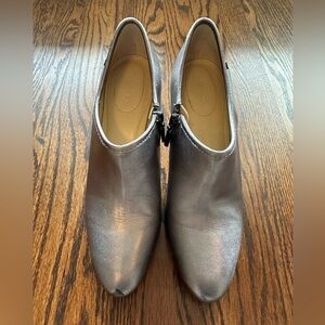 Calvin Klein Silver and Snakeskin High Heeled Booties - Sz 9